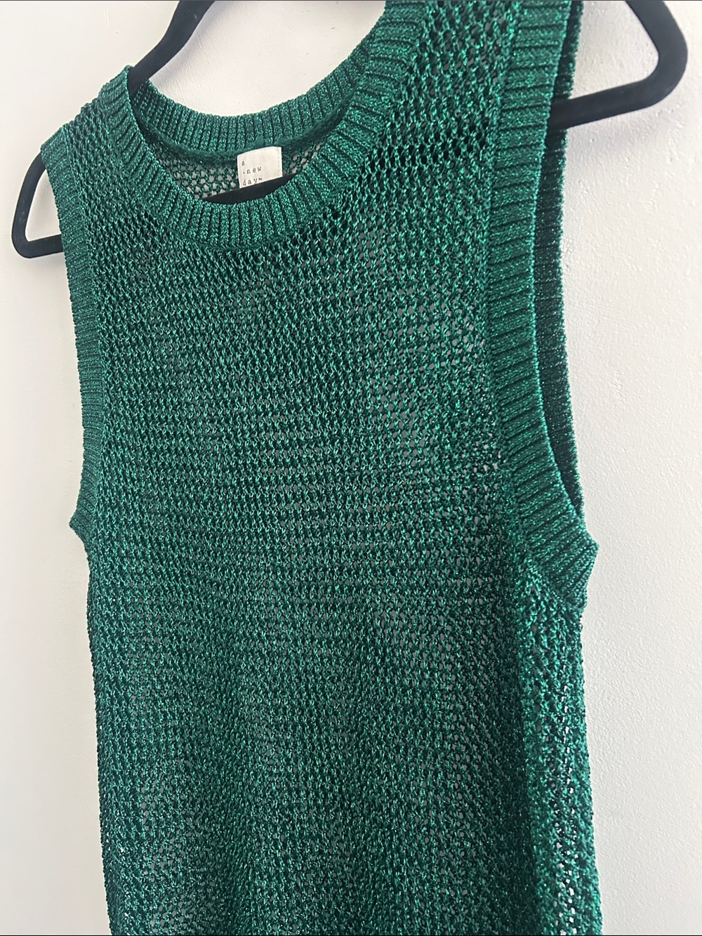 a new day, Woman’s Size XL Metallic Emerald Green Sleeveless Swim Cover Up Dress - Picture 5 of 8